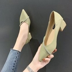 우아한 사무실 봄은 싱글레이디스들 캐주얼 가죽 신발에게 4 센티미터 케케묵은 힐을 지시했습니다